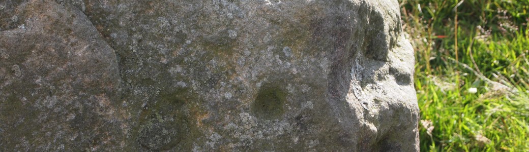 A close up of some cup-marks on a large stone